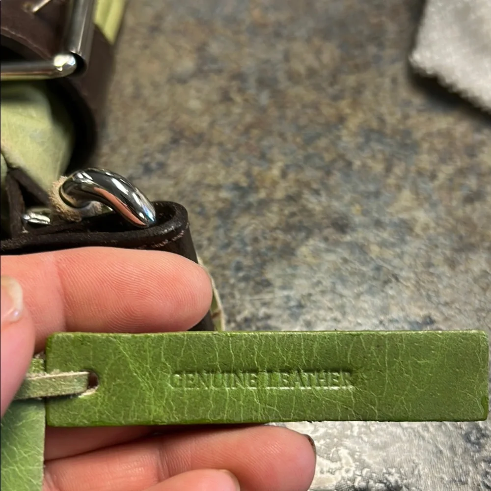 Tano Olive Green Crossbody with Dark Brown Accents